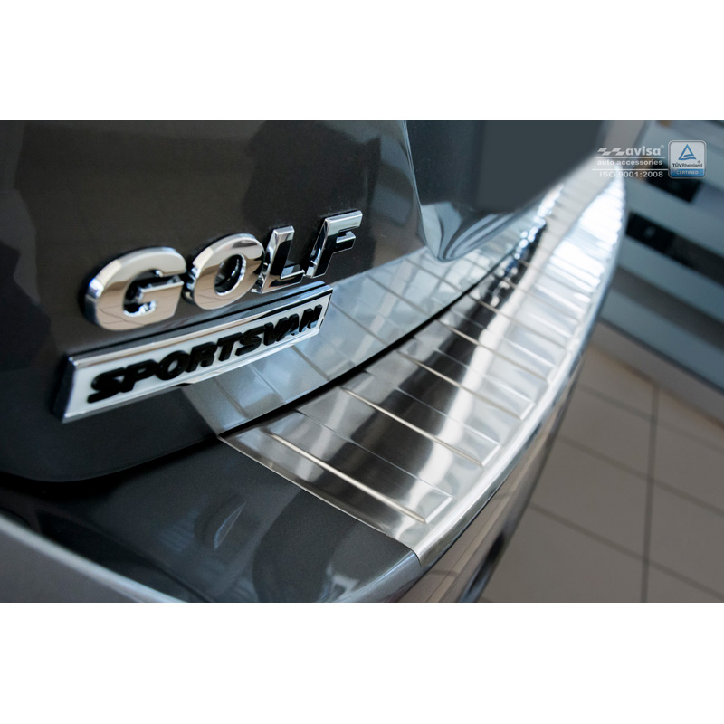 Protection de seuil arrière inox sur mesure pour Volkswagen Golf VII Sportsvan 2014- ' Ribs '