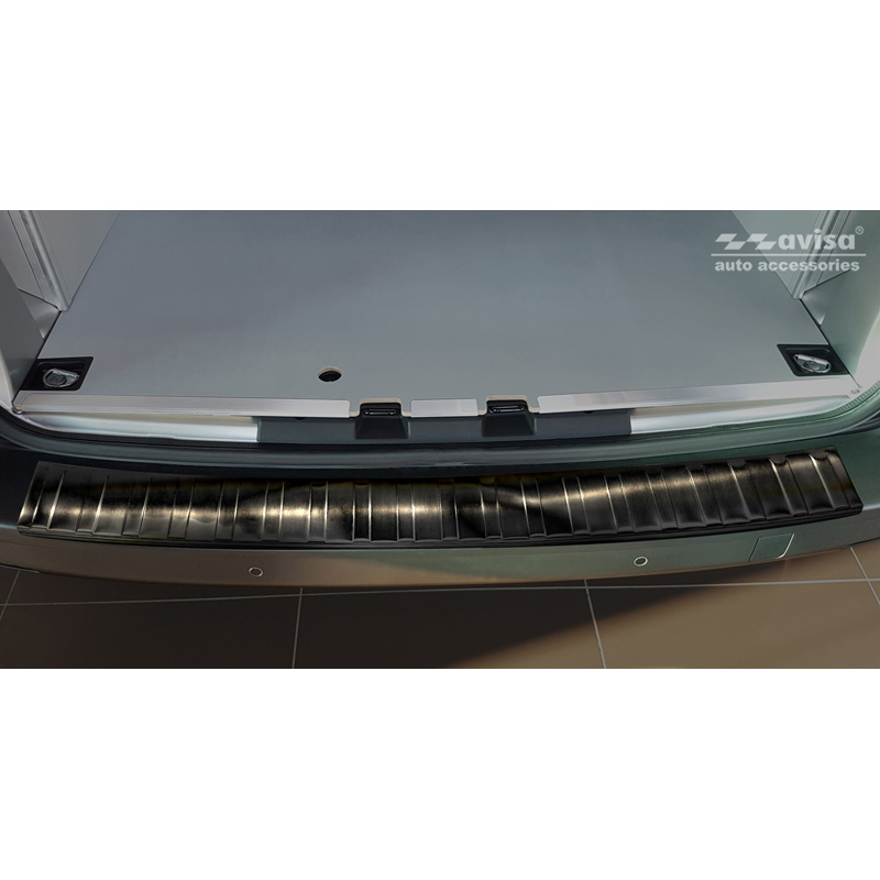 Protection de seuil arrière inox noir sur mesure pour Peugeot Expert III & Citroen Jumpy III 2016- 'Ribs'