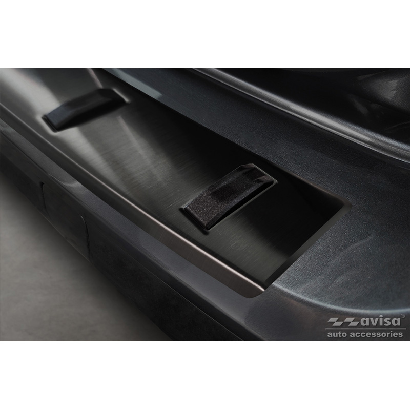 Protection de seuil arrière inox noir sur mesure pour Volkswagen Caddy V Cargo & Combi 2020- 'STRONG EDITION'