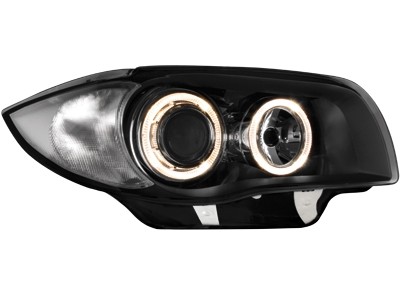 Phares BMW 1 Serie E87 Angel Eyes noire