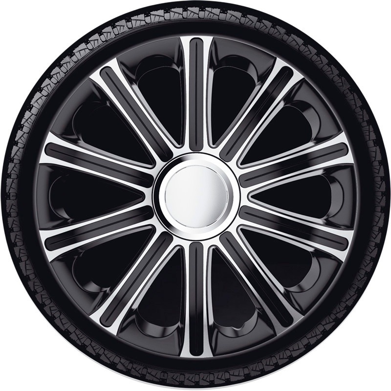 Jeu d'enjoliveurs J-Tec Modena 13-inch argent/noir + anneau chromé