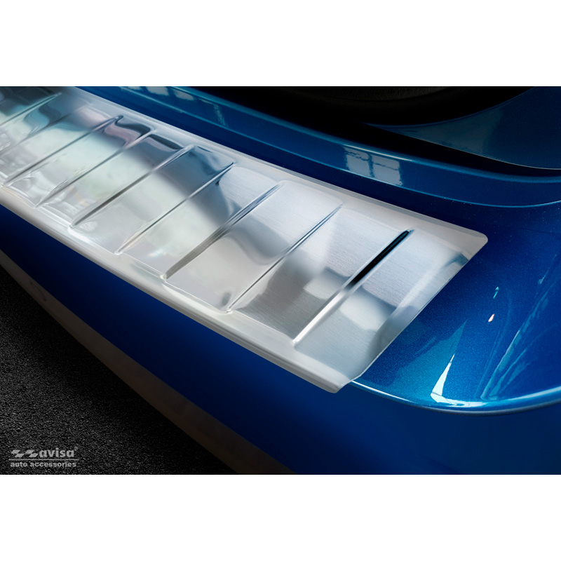 Protection de seuil arrière inox sur mesure pour Skoda Kamiq 2019- 'Ribs'