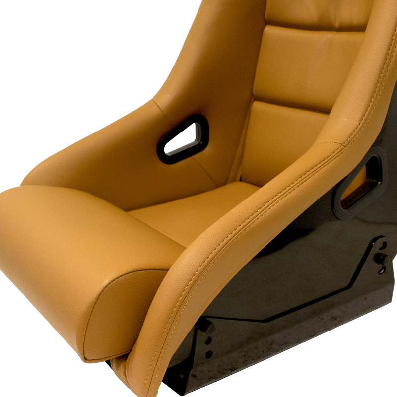 Siège baquet 'BS1' - Simili Cuir Beige - Dossier fixe en polyester - incl. glissières
