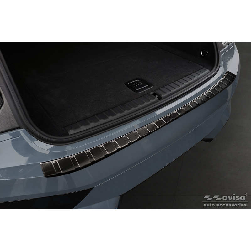 Protection de seuil arrière inox noir sur mesure pour BMW iX (I20) 2021- 'Ribs'