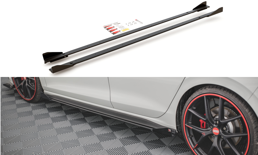 Zijskirts met Canards Street Pro Volkswagen Golf 8 GTI / GTI Clubsport / R-Line Maxton