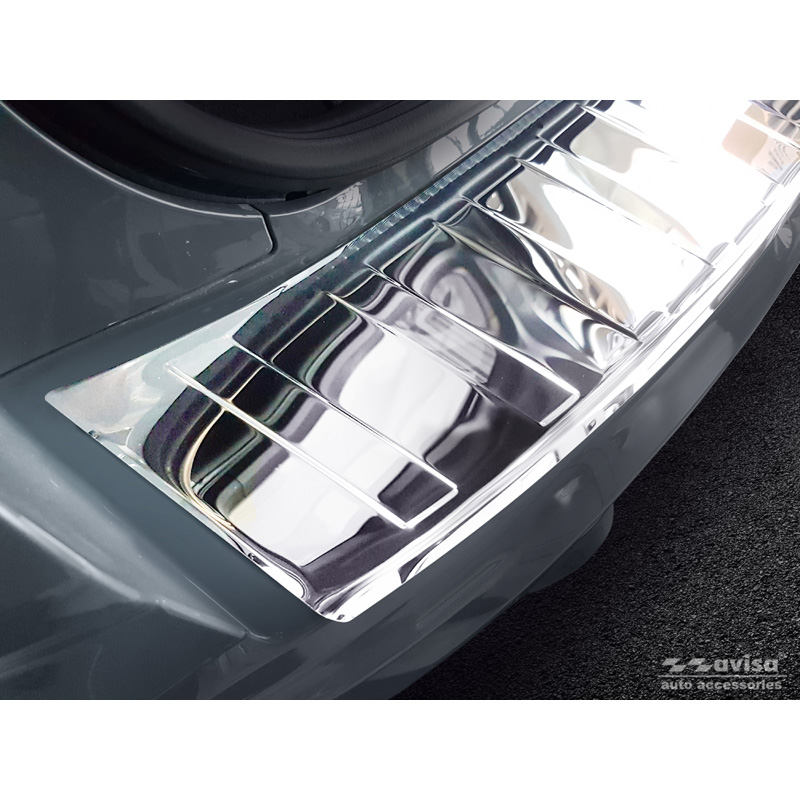 Protection de seuil arrière inox Chrome sur mesure pour Ford Kuga II 2013-2019 'Ribs'