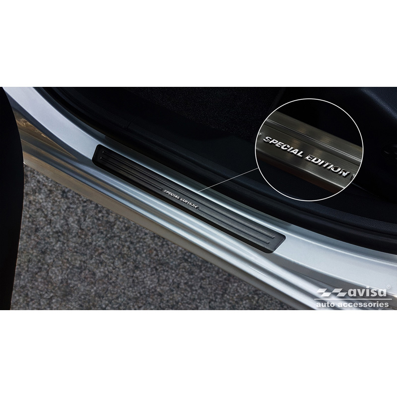 Seuils de portes noir inoxydable sur mesure pour Peugeot 508 Sedan & SW 2011-2014 & FL 2014-2018 - 'Special Edition' - 4-pièces
