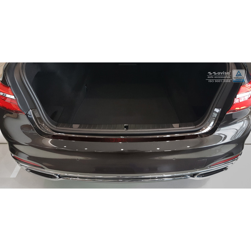 Protection de seuil arrière carboné sur mesure pour BMW Série 7 G11/G12 2015-2019 excl. Paquet M - Carboné noir-rouge