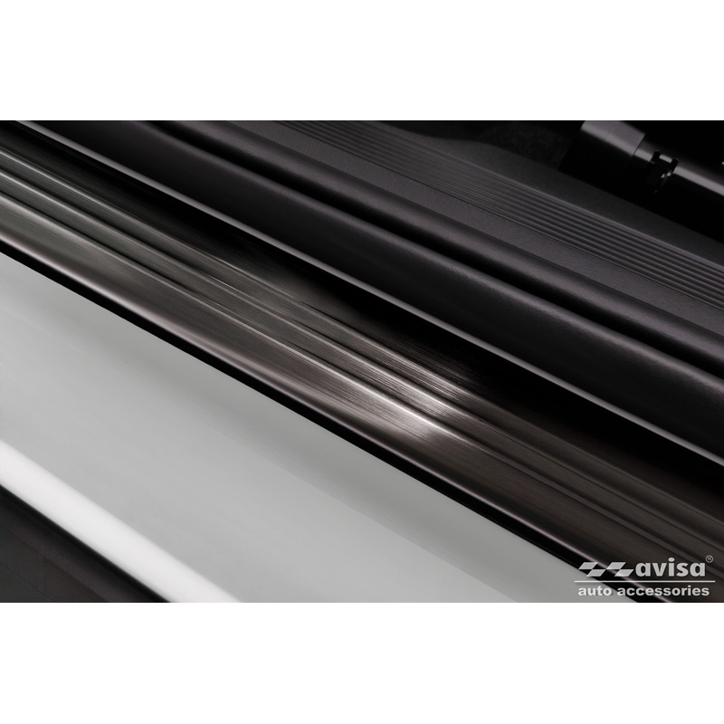 Seuils de portes inoxydable noir sur mesure pour Volkswagen ID.5 2021- - 'Lines' - 4-pièces