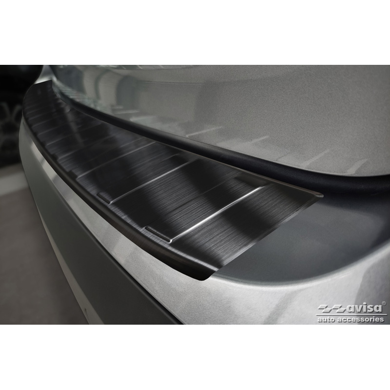 Protection de seuil arrière inox Noir sur mesure pour Citroën C4/e-C4 III 2020- 'Ribs'