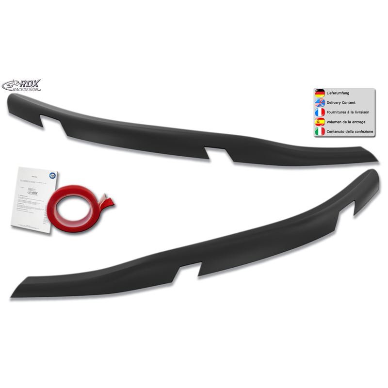 RDX Spoilers de phares sur mesure pour Ford Transit Custom & Tourneo Custom (V710) 2023- (avec phares LED & Matrix-LED) (ABS)