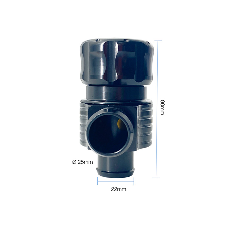 Simoni Racing Valve Blow Off Universelle Type 13 - pour moteurs turbo à essence, avec pression réglable - Raccord 22mm, Longueur 90mm, Diamètre 48mm - Noir