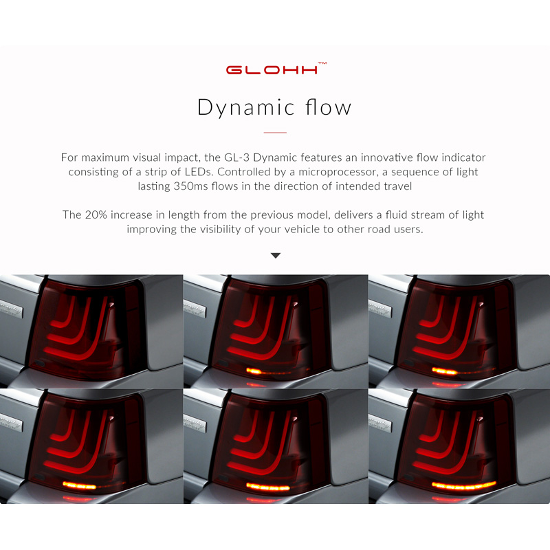 Glohh GL-3 Feux Arrière Dynamiques LED sur mesure pour Range Rover Sport L320 2005-2009 & 2010-2013 - Rouge/Fumée