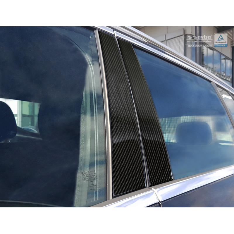 Couvertures de piliers-B sur mesure pour Mercedes-Benz Classe-C W205 Sedan 2014-2021 Noir Carbone