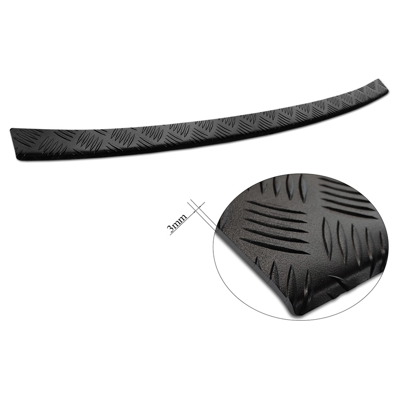 Protection de seuil arrière en aluminium noir mat sur mesure pour Volvo XC90 II 2015-2019 & et tous les modèles restylés 'Riffled Plate'