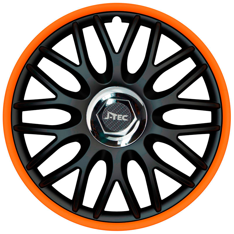 Jeu d'enjoliveurs J-Tec Orden R 16-inch noir/orange + anneau chromé
