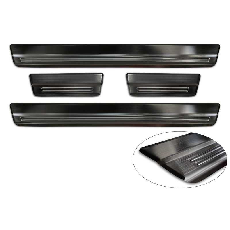 Avisa Seuils de portes inoxydable noir sur mesure pour Suzuki Swift VI 2024- - 'Lines' - 4-pièces