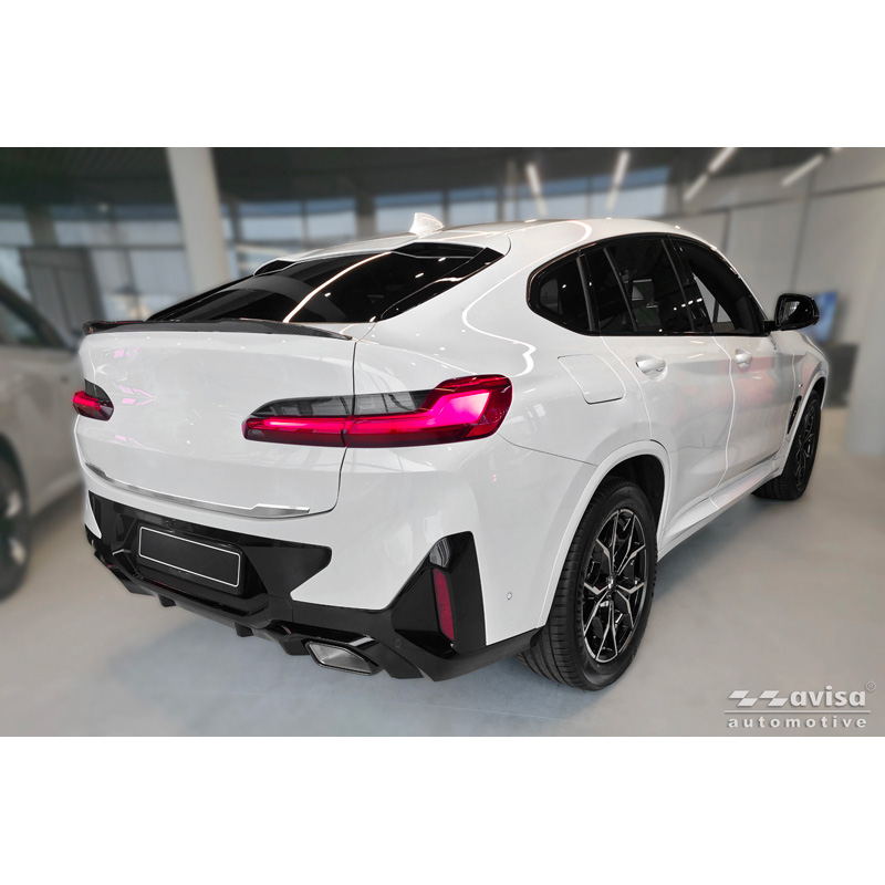 Avisa Revêtement d'habillage du hayon du coffre inox brossé sur mesure pour BMW X4 II (G02) M-Sport Facelift 2021-