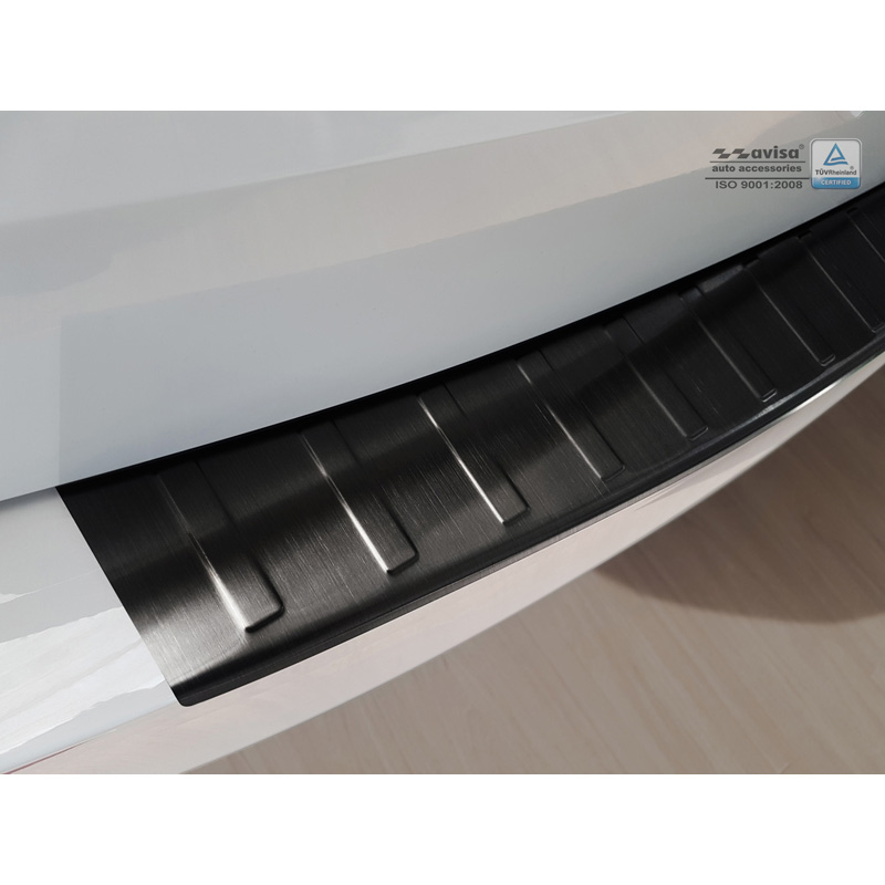 Protection de seuil arrière inox noir sur mesure pour Skoda Octavia III Kombi 2013-2016 'Ribs'