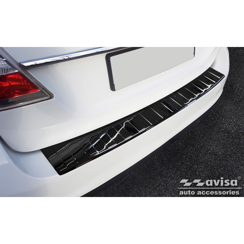 Protection de seuil arrière inox Noir-Chromé sur mesure pour Volvo V70 Facelift 2013-2016 'Ribs'