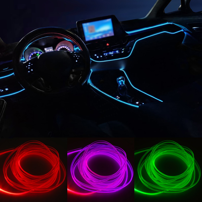 Éclairage d'ambiance intérieur à LED multicolores 2 pièces avec contrôle par application et fibre optique de 5 mètres