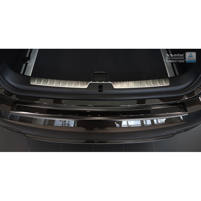 Protection de seuil arrière inox 'Deluxe' sur mesure pour BMW X6 F16 2014-2019 Noir/Carboné noir excl. Paquet-M