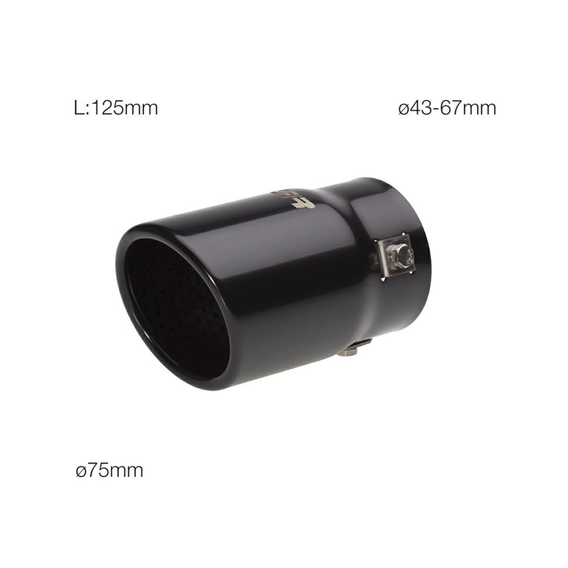 Simoni Racing Embout d'Échappement Ovale/Oblique Noir - 76x80xL128mm - Montage ->68mm