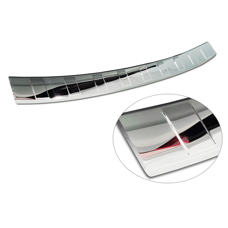 Protection de seuil arrière inox Chrome sur mesure pour Volvo V60 II / V60 II Cross Country 2018- & V60 II Plug- In Hybrid / R-Design 2019- 'Ribs'