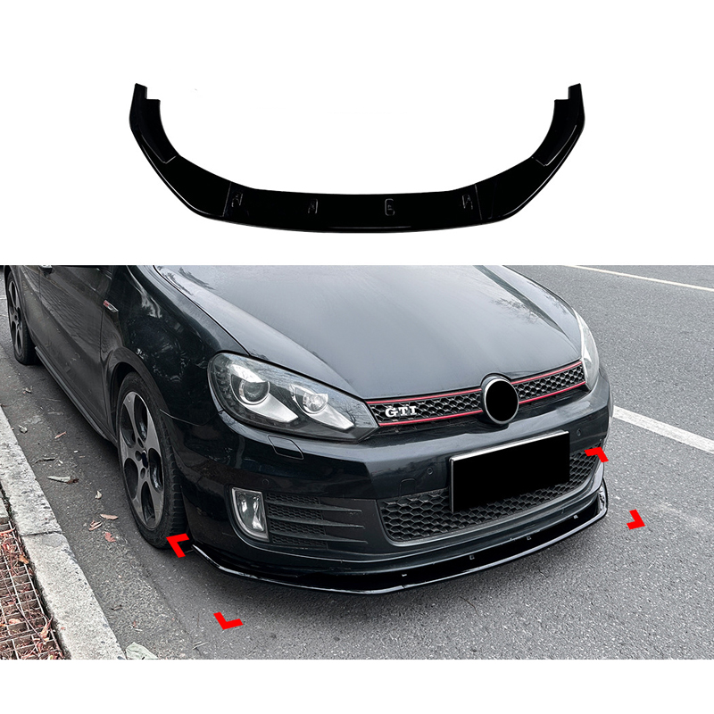 Spoiler avant sur mesure pour Volkswagen Golf VI GTi 2008-2012 (ABS Noir luisant)