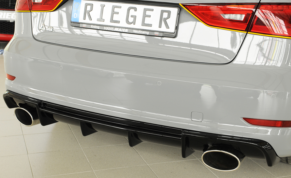 Diffuser passend voor Audi A3 8V sedan/cabrio 12-16 S-line Rieger Zwart Glans