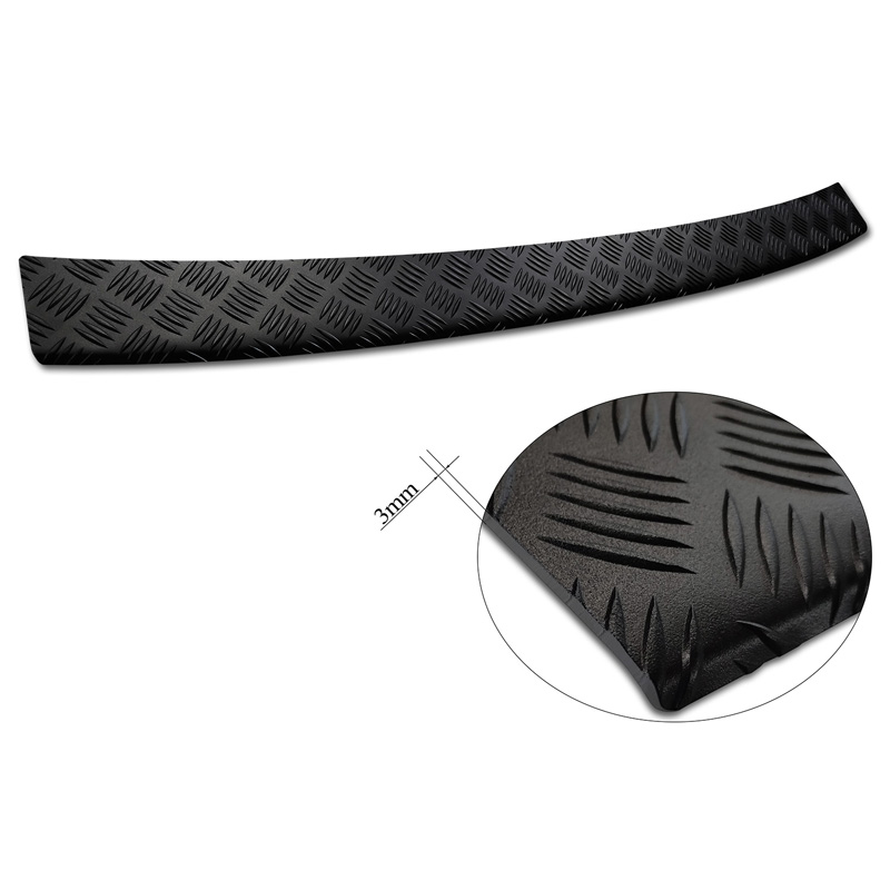 Protection de seuil arrière en aluminium noir mat sur mesure pour Ford Tourneo Connect III 2022- 'Riffled Plate'