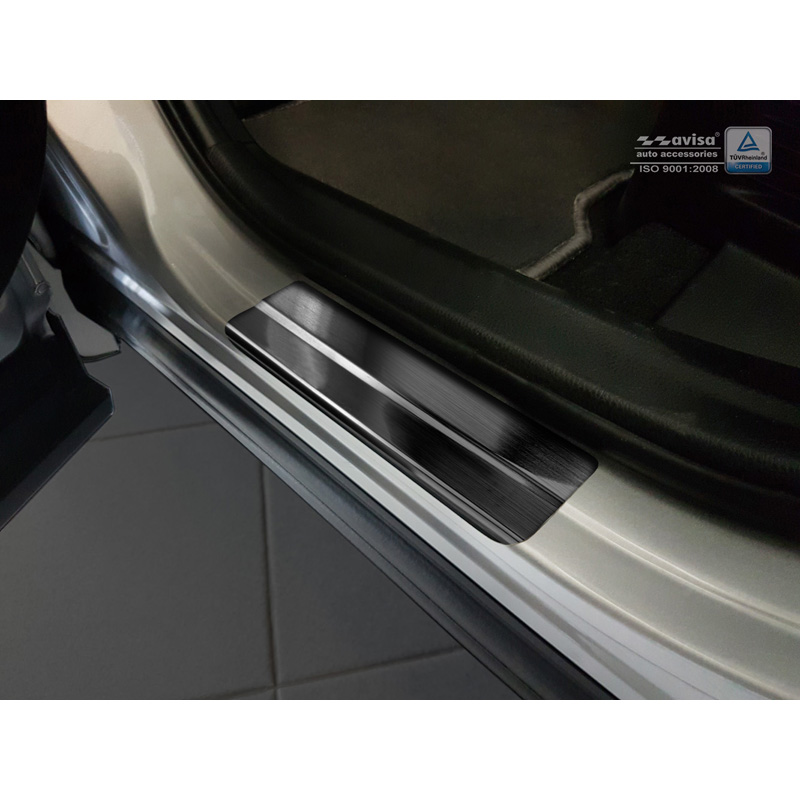 Seuils de portes inoxydable noir sur mesure pour Toyota C-HR 2016-2019 & FL 2019-2023 & RAV4 IV FL 2016-2018 & Lexus NX 2014-2021 - 'Hybrid' - 4-pièces