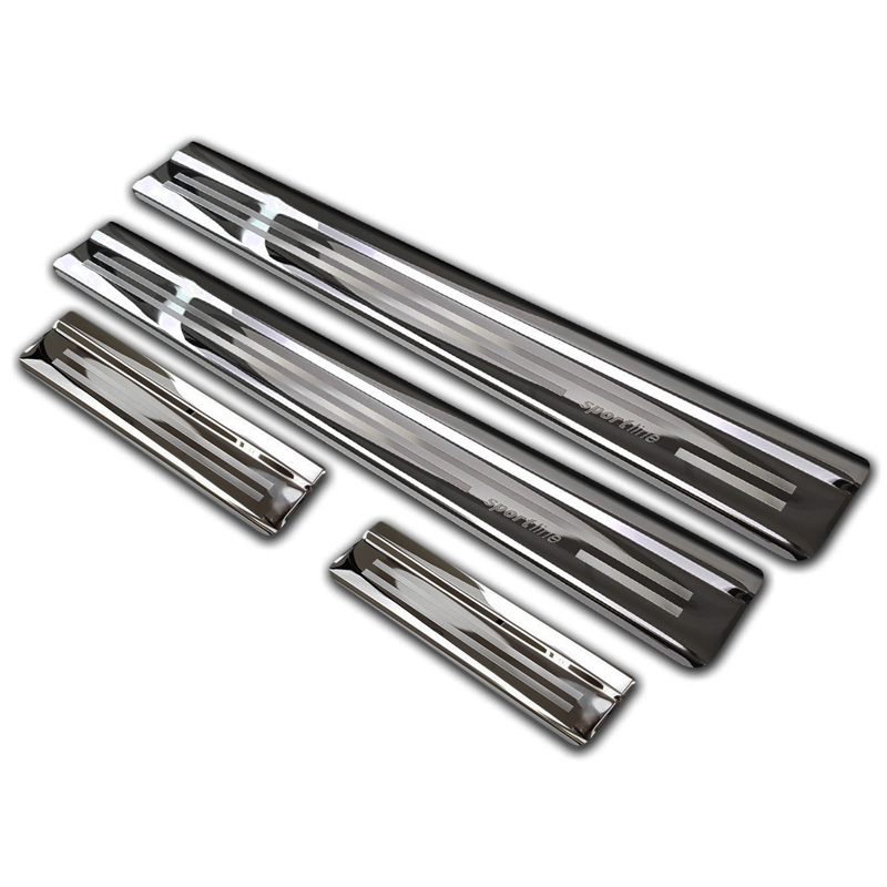 Seuils de portes inox noir luisant sur mesure pour Honda Civic X HB 5-portes 2017-2022 'Sportline' - 4-pièces