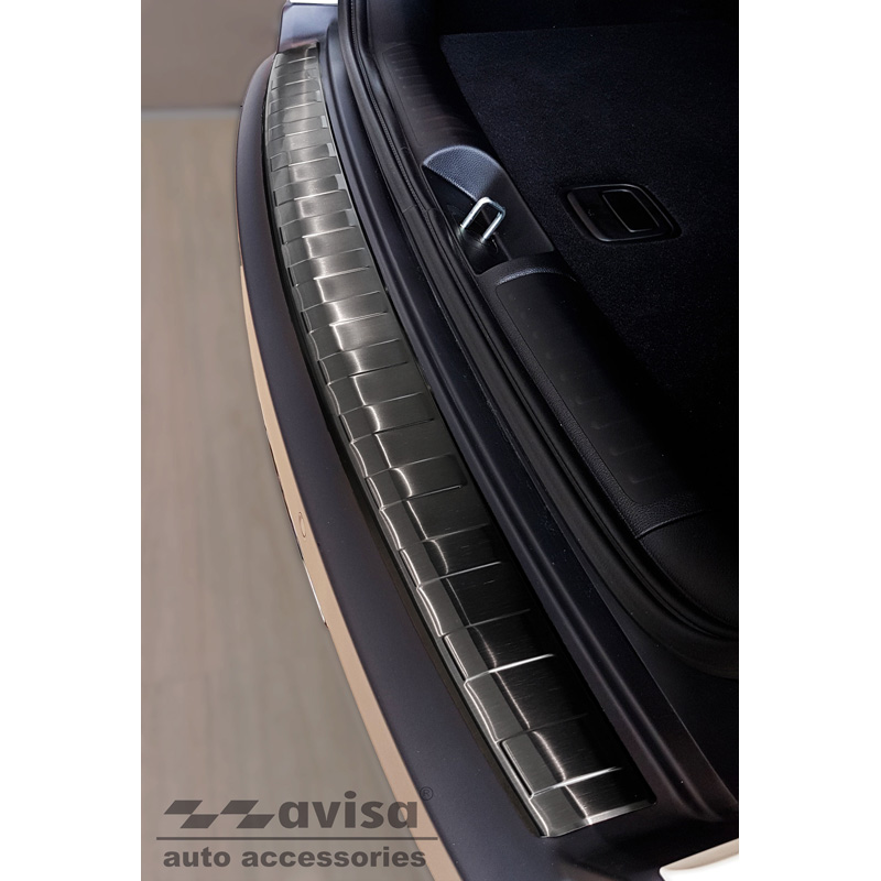 Protection de seuil arrière inox noir sur mesure pour Jeep Cherokee V FL 2018- 'Ribs'