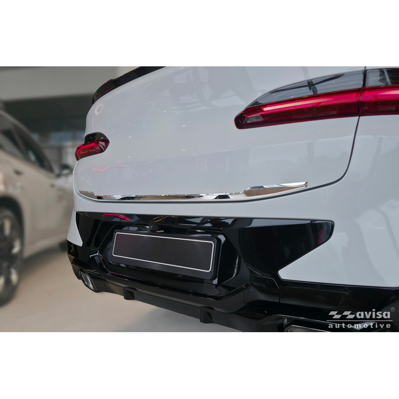 Avisa Revêtement d'habillage du hayon du coffre inox Chrome sur mesure pour BMW X4 II (G02) M-Sport Facelift 2021-