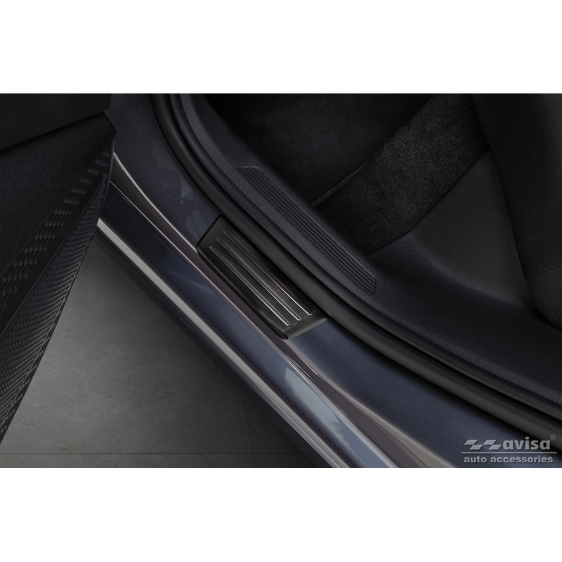 Seuils de portes inox noir sur mesure pour Volkswagen VI Polo 2017- - 'Special Edition' - 4-pièces