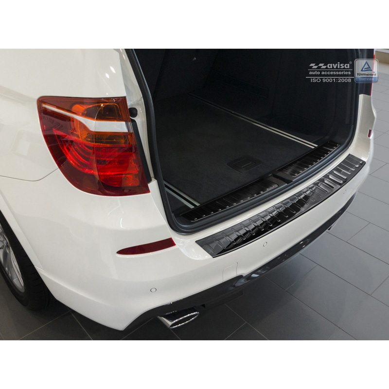 Protection de seuil arrière inox Noir-Chromé sur mesure pour BMW X3 F25 2014-2017 'Ribs'