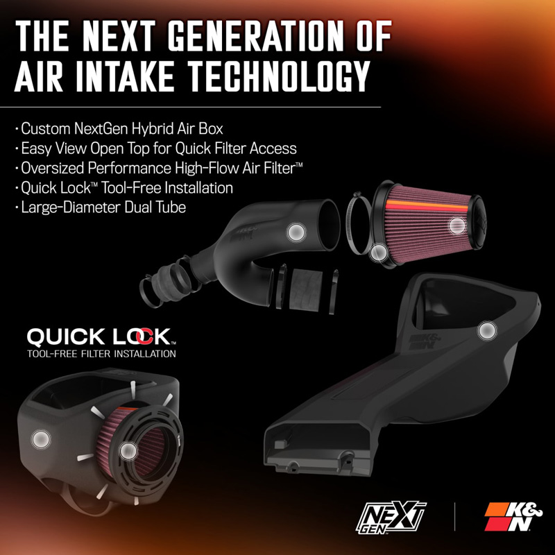 K&N NextGen d'admission d'air froid  sur mesure pour Ford F150 & F150 Raptor 3.5L V6 2017-2020 (50-2609)
