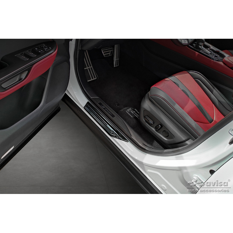 Seuils de portes inox noir sur mesure pour Lexus NX II 2021- 'Lines' - 4-pièces
