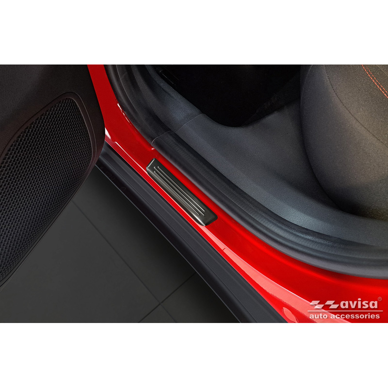 Seuils de portes inoxydable noir sur mesure pour Fiat 600(e) (365_) 2023- - 'Lines' - 4-pièces