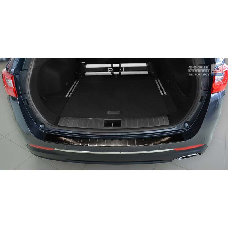 Protection de seuil arrière inox noir sur mesure pour Kia Optima Combi 2016- 'Ribs'