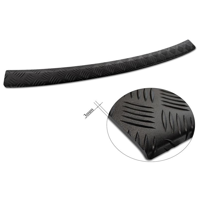 Protection de seuil arrière en aluminium noir mat sur mesure pour Skoda Octavia IV Kombi 2020-2024 & FL 2024- (incl. RS, excl. Scout) 'Riffled Plate'
