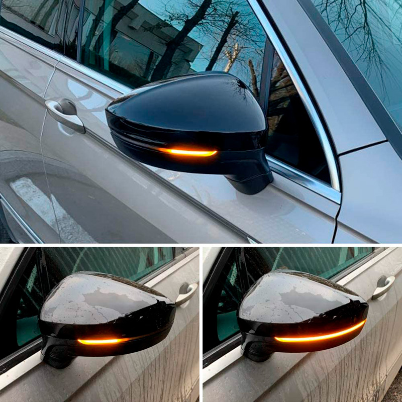 Set de Clignotants de Rétroviseurs LED sur mesure pour Volkswagen Tiguan II 2016- & Tiguan Allspace 2017- - Fumée - incl. Feux Dynamiques