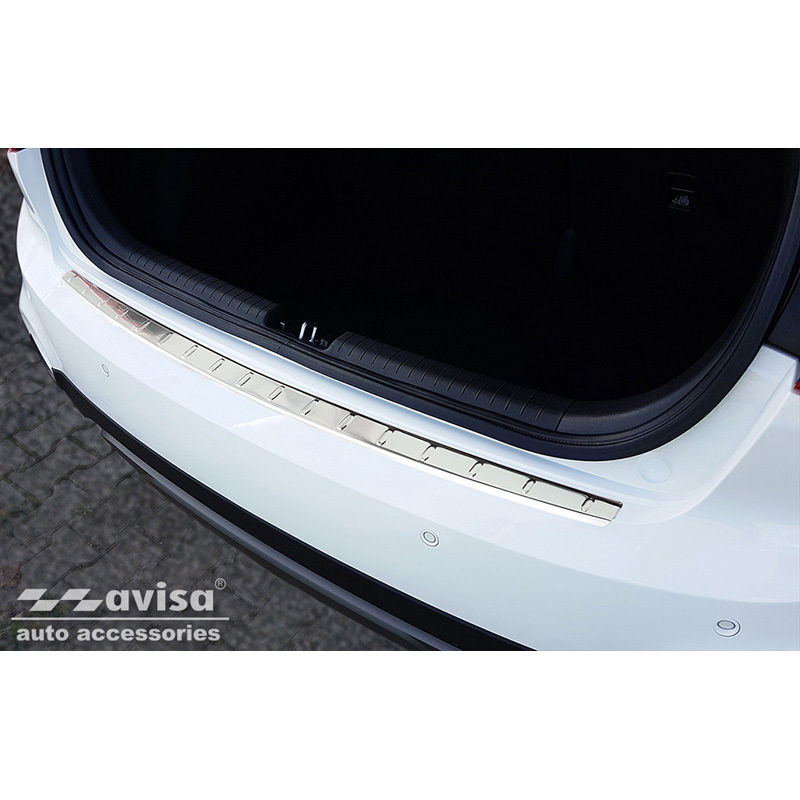 Protection de seuil arrière inox sur mesure pour Hyundai i20 II 5-portes & Active Crossover FL 2018-2020 - 'Ribs'