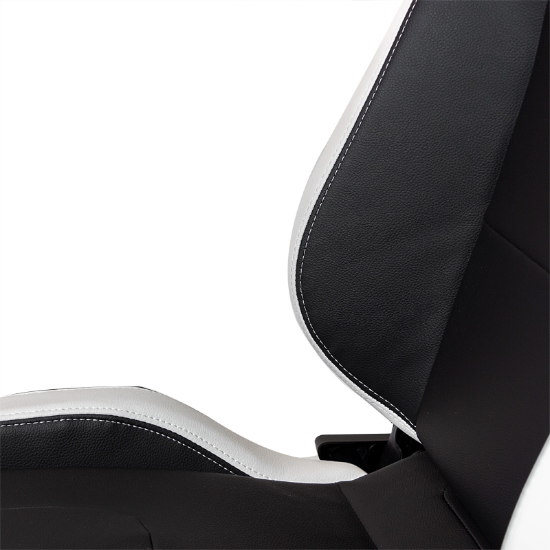 Siège baquet 'RS6-II' - Noir-Mattes/Simili Cuir Blanc - Dossier réglable - incl. glissières