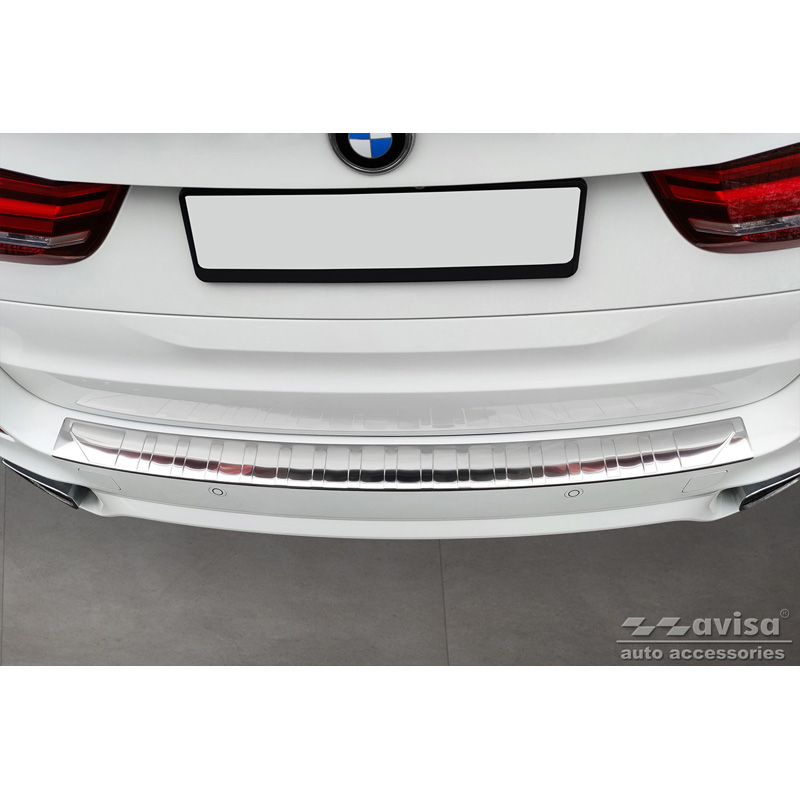 Protection de seuil arrière inox sur mesure pour BMW X5 F15 2013-2018 avec Pacquet-M 'Ribs'