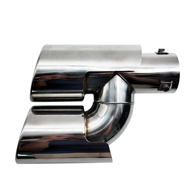 Simoni Racing Embout d'Échappement Rond Double Inox - Ø90xL220mm - Montage ->Ø37-59mm
