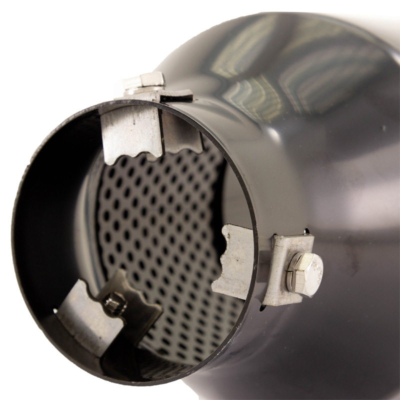 Simoni Racing Embout d'Échappement Rond/Oblique Inox Noir - Ø115xL210mm - Montage 38-63mm