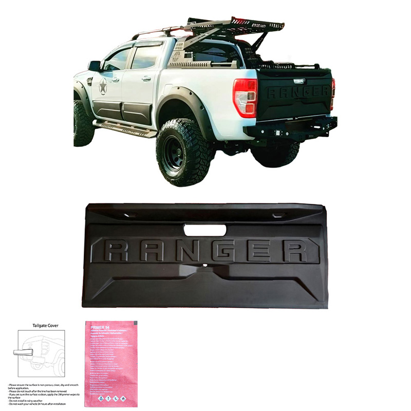 Protecteur de hayon sur mesure pour Ford Ranger T6/T7/T8 2012-2022 - Version 2 - Noir mat