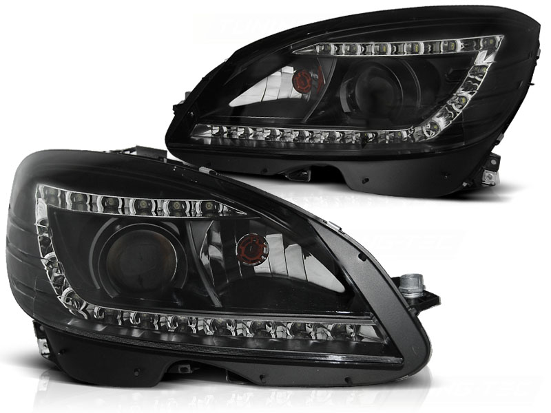 Headlights Mercedes C-Klasse W204 07-11 clear black Dayline